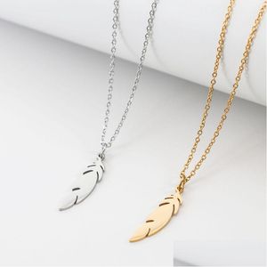 Pendentif Colliers En Gros Mode À La Mode En Acier Inoxydable Collier Pour Femmes Homme Fille Plume Ras Du Cou Chaîne Bijoux Collier Nouvelle Goutte De Dhye8