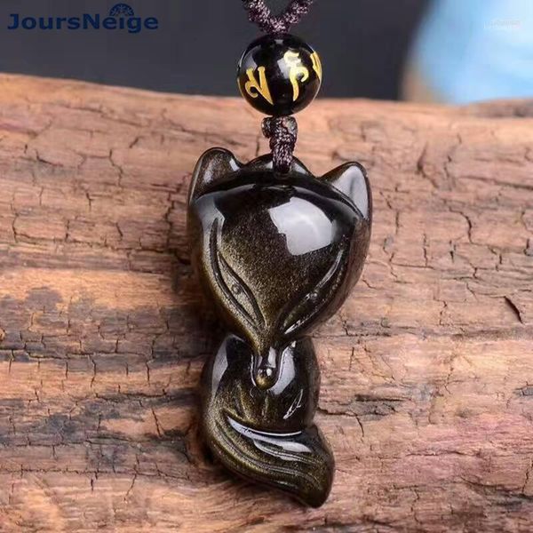 Pendentif Colliers En Gros Or Noir Obsidienne Naturelle Pierre Collier Neuf Queue Chanceux Pour Femmes Hommes Mode Bijoux JoursNeige Elle22