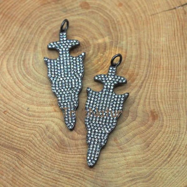 Pendentif Colliers Gros Gun Black Arrowhead Pendentifs Micro Zircon Pave Charms en 48 18 mm PM5691