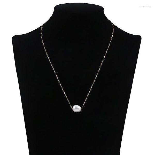Colliers pendentifs en gros de luxe 925 Sterling Sliver collier de perles de riz d'eau douce pour les femmes