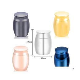 Hangende kettingen groothandel mini crematie sieraden voor as aluminium legering metaal jar herdenking urnswith mooie zwarte verpakking tas dhz6d