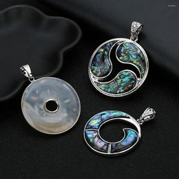 Hangende kettingen Groothandel Moeder van parelschaal dia 44 mm voor ketting rond abalone stenen charmes armbanden diy sieraden maken