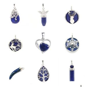 Pendentif Colliers En gros Naturel Lapis Lazi Charme Pierres Précieuses De Guérison Pour Faire Collier Bracelet Livraison Directe Bijoux Pendentifs Dha80