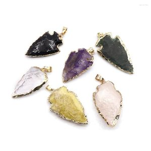 Pendentif Colliers En Gros Naturel Minerai Brut Gemmes Quartz Clair Reiki Pierre Collier Tête De Flèche Point De Guérison Rugueux Charmes Cadeaux