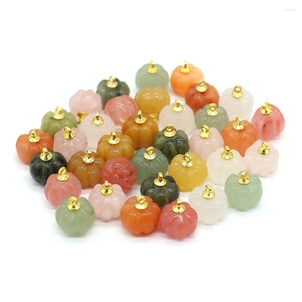 Pendentif Colliers En Gros Naturel Pierre Mini Citrouille Charmes Jaune Jade Vert Aventurine Pour Faire DIY Jewerly Collier 13x13mm