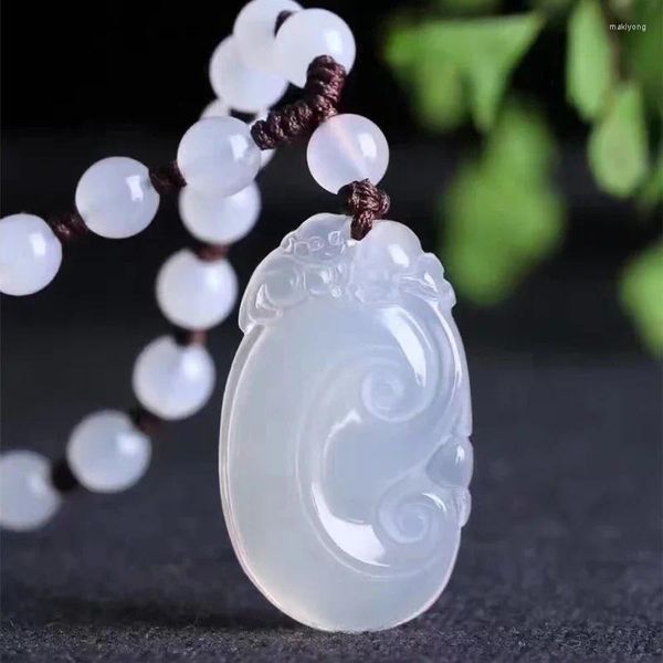 Collares pendientes Venta al por mayor Cristal blanco natural RuYi Wishful Colgantes Collar Responsive Lucky para mujeres Hombres Joyería de moda JoursNeige