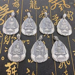 Colliers pendants en gros de lotus solide chinois zodiaque huit médaillon bouddhiste gardien