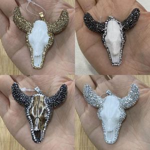 Hanger Kettingen Groothandel Hars Bull Head Ingelegd Strass Ketting Charm Sieraden Maken Diy Trui Ketting Accessorie