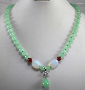 Colliers pendentif en gros/au détail 8mm vert clair/rouge Jades collier joli bijoux de mode en jade naturel