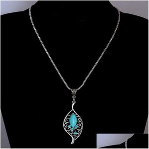 Pendentif Colliers En Gros Strass Cristal Feuille Collier Vintage Turquoise Costume Bijou Chandail Chaîne Tl198 Drop Delivery Jewel Dhxrv