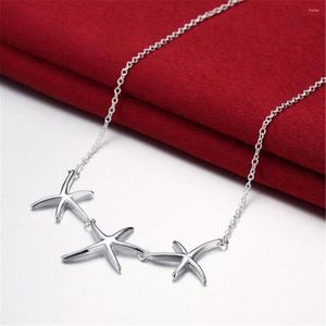 Pendentif Colliers En Gros Argent Plaqué 925 Mode Colorjewelry Starfish Pendentifs Collier Pour Femmes / Hommes Chaîne