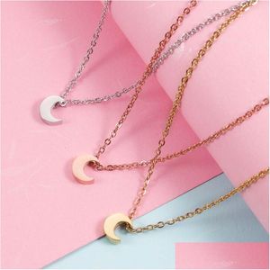 Hanger Kettingen Groothandel Eenvoudige Maan Hangende Rvs Ster Ketting Voor Vrouwen Meisjes Kind Verjaardagscadeautjes Rose Goud Mode P Dhugl