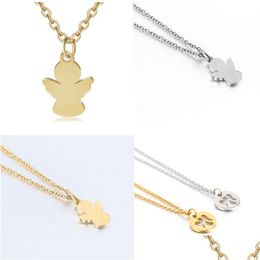 Pendentif Colliers En gros en acier inoxydable collier mignon fée ange pendentif pour femmes filles cadeaux d'anniversaire bijoux de mode nouveau Drop Dholf