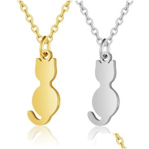 Pendentif Colliers En Gros En Acier Inoxydable Collier Pet Chat Chaîne De Mode Pour Les Amoureux Cadeaux Bijoux Animaux Nouveau Collier Femmes Drop Deliv Dhtzp