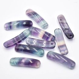 Colliers pendants Wholesale 10pcs / lot Natural Fluorite Stone Crystal Connector Bracelet Collier Bracelet pour la fabrication de bijoux