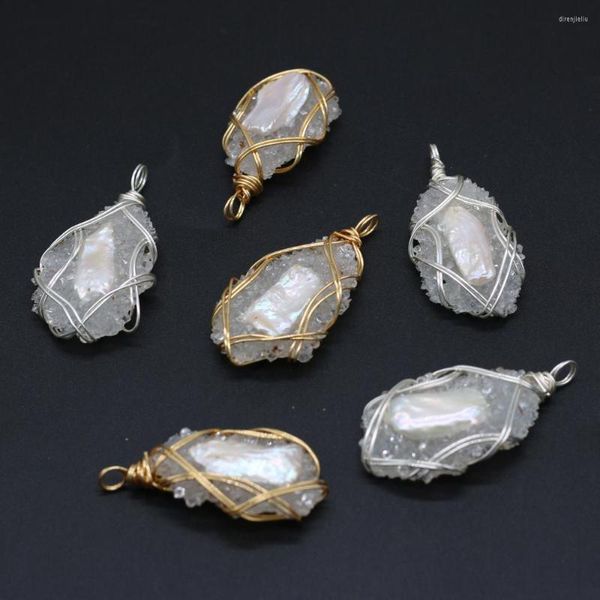 Pendentif Colliers En gros10pcs résine naturelle perle enroulement fil de cuivre faisant collier exquis boucle d'oreille bijoux décoration charmes cadeau