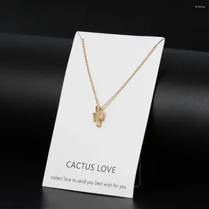 Colliers pendents Wish Card Fashion Cactus Collier Love Choker Collier Link Link Color Silver pour femmes bijoux Gift Ey3523