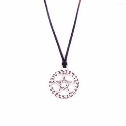 Pendentif Colliers Witch Rune Pentacle La chaîne de corde en cuir noir avec étoile