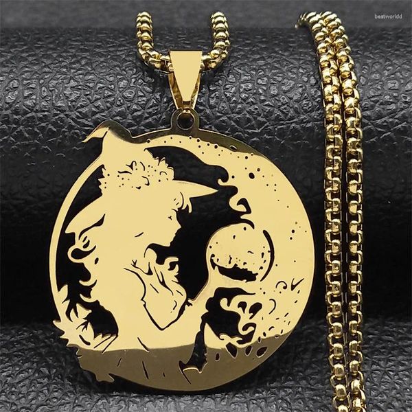 Collares colgantes Witchcraft Moon Magic Charm Collar para mujeres Hombres Acero inoxidable Color oro Punk Amuleto Cadena Joyería Collar de regalo