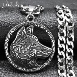 Pendentif Colliers Wolf Hommes Vintage Collier Mâle En Acier Inoxydable Animal Ancien Tête De Chien Bijoux Cadeau NZZS05