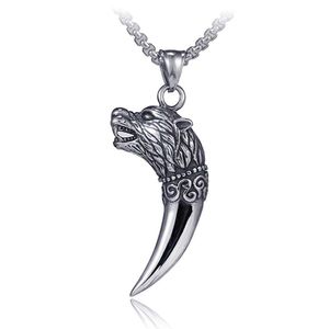 Pendentif Colliers Wolf Tooth Ancient Sier Chaîne En Acier Inoxydable Collier Femmes Hommes Hiphop Mode Fine Jewelry Drop Delivery Pendentifs Dh1Dy