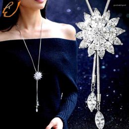 Pendentif Colliers Femmes Alliage Long Collier Chandail Chaîne Fleur Dames Bijoux Cadeaux Mode Vêtements Accessoires