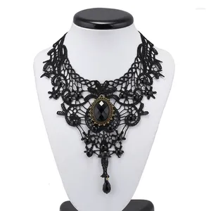 Hanger Kettingen Vrouwen Zwart Kant Kralen Choker Victoriaanse Edelsteen Sexy Gotische Kraag Ketting Leuk Cadeau Voor