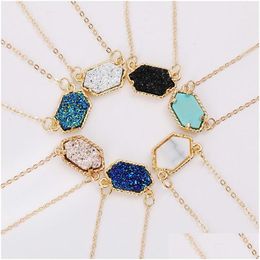 Hanger Kettingen Vrouwen Colorf Crystal Cluster Turquoise Diamanten Ketting Europa En Amerika Eenvoudige Sleutelbeen Ketting Gift Drop Lever Dhl3U