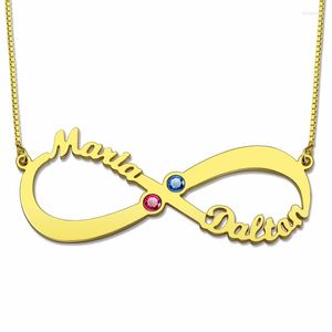 Hanger kettingen dames kostuum twee namen ketting goud gepersonaliseerde infinity dubbele namen geboortestone ketting sieraden cadeau voor minnaar moeder