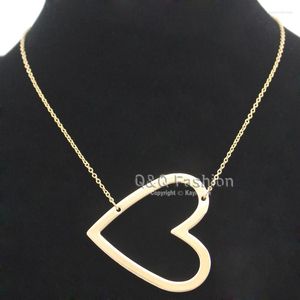 Collares con colgante para mujer, collar de cadena de corazón Simple grande y liso, joyería de regalo rústica de amor