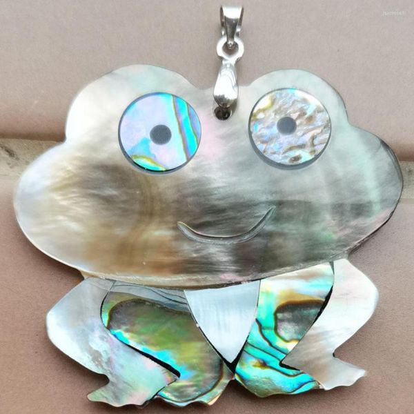 Collares colgantes joyería de moda para mujer 40x48mm Abalone Shell Frog Art Bead 1 Uds D1225