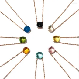 Pendentif Colliers Femmes Bijoux De Mode Candy Style Collier Cristal Coloré Avec 3 Sortes De Couleur Or Plaqué Design À La Mode