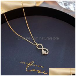 Pendentif Colliers Femmes Mode Zircon Strass Diamants Collier Déclaration Charme Bijoux Saint Valentin Cadeau Pour Petite Amie Drop Dhk9D