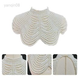 Anhänger Halsketten Frauen Imitation Perle Perlen Bib Choker Halskette Körper Kette Schal Kragen Schmuck Bekleidung DIY Handwerk HKD230712