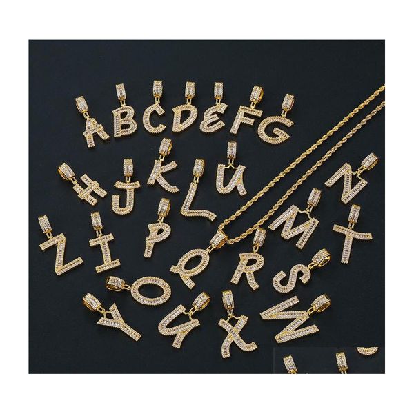 Pendentif Colliers Femmes Lettre Collier Bling Bijoux Plaqué Or 26 Alphabet Strass Ras Du Cou Hip Hop Chaînes P339Fa Drop Delivery P Dhhj8