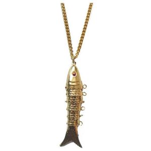 Pendentif Colliers Femmes Hommes Biker Bijoux Accessoires Déclaration Collier Vintage Classique Métal Or Articulé Poisson CollierPenda238z