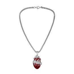 Pendentif Colliers Femmes Hommes Coeur Collier Lumineux Organe Humain Boîte Lien Chaîne Unisexe Bijoux Pour Fille TeenPendant