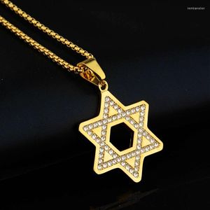 Hanger kettingen vrouwen/mannen ketting David ster Joods Relgious Happy Hanukkah sieraden roestvrijstalen Lange ketting goudkleur