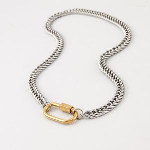 Hanger kettingen dames mannen verklaring roestvrijstalen karabijnschaal clasp ketting dikkere dikkere zware ketting gouden sieraden kraag choker