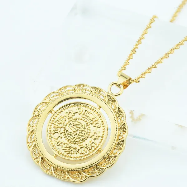 Collares colgantes Mujeres para hombre Color oro amarillo Joyería Moneda 18 