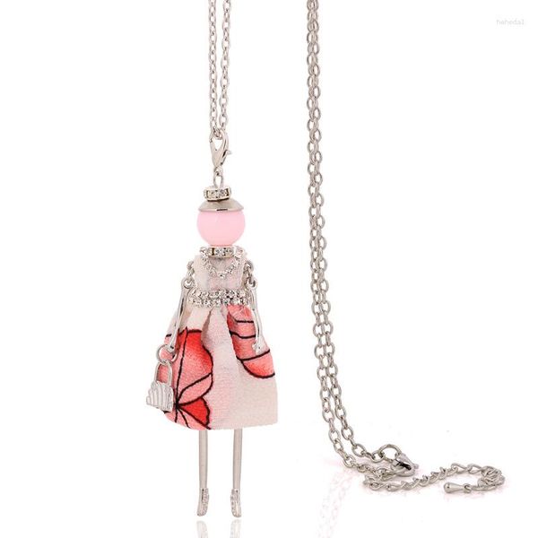 Pendentif Colliers Femmes Collier Belle Élégant Français Tissu Longue Chaîne Pendentifs Poupée Grand Ras Du Cou Bijoux Cadeaux De Noël