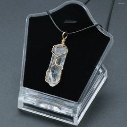 Pendentif Colliers Femmes Collier Pierre Naturelle Quartz Clair Enroulement Irrégulier Pour Cadeau Bijoux