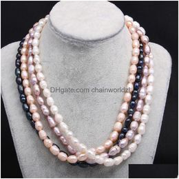 Collares colgantes Collar de perlas para mujeres cuentas de arroz de agua dulce natural para la cadena de regalo de cumpleaños 45 cm de entrega de gotas joyas penda dhdfs