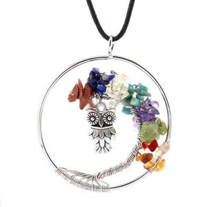 Pendentif Colliers Femmes Arc-En-Ciel 7 Chakra Améthyste Arbre De Vie Quartz Chips Hibou Collier Mticolor Sagesse Pierre Naturelle Drop Delivery Dhi4M