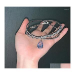 Pendentif Colliers Femmes Strass Cristal Artificiel Alliage Chaîne Collier Diamant Maintenant 2022 Esthétique Mode Coréenne Femme Drop Del Dhnyq