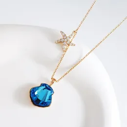 Pendentif Colliers Collier de Bijoux pour femmes fabriqués avec des cristaux d'autriche pour dames fête à la mode Shell Designer Bijoux cadeaux