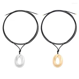Hanger kettingen dames metalen ovale ketting holle cirkel nekhaan elegante sieraden