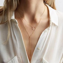 Colliers de pendentif Chaîne de cou féminin Collier en acier inoxydable minimaliste pour femmes pendentifs Chokers Bijoux FaHion 2024 2PCS