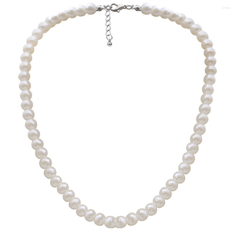 Naszyjniki z wisiorkami Naszyjnik damski Ozdobny łańcuszek Elegancki Delikatny Hoop Chokers Kobiety Pearl Bride White