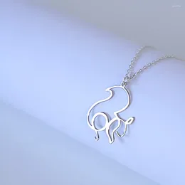 Pendentif Colliers Collier en acier inoxydable pour femmes Collier en forme d'écureuil creux Artisanat Mignon Animal Chaîne Colliers Bijoux Cadeaux